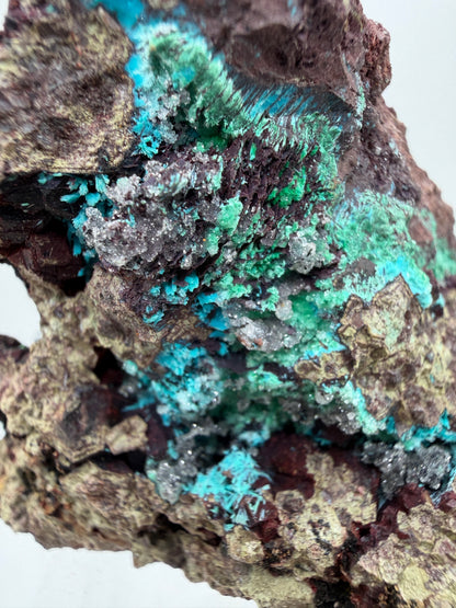 Rosasite And Malachite Specimen. Colorful High Quality Specimen From Mexico. Rare Mineral For Collections