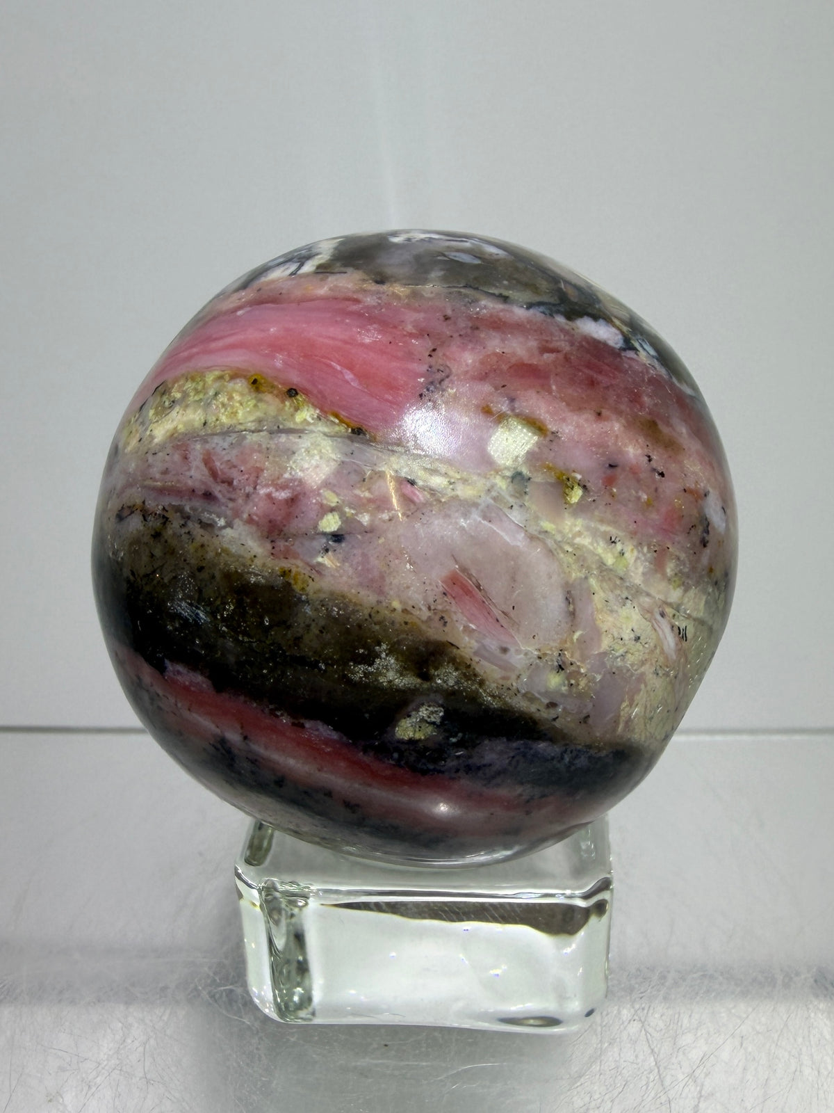Strawberry Pink Opal Sphere From Peru. Gorgeous Bright Colors And Patterns. Amazing Rare Display Crystal.