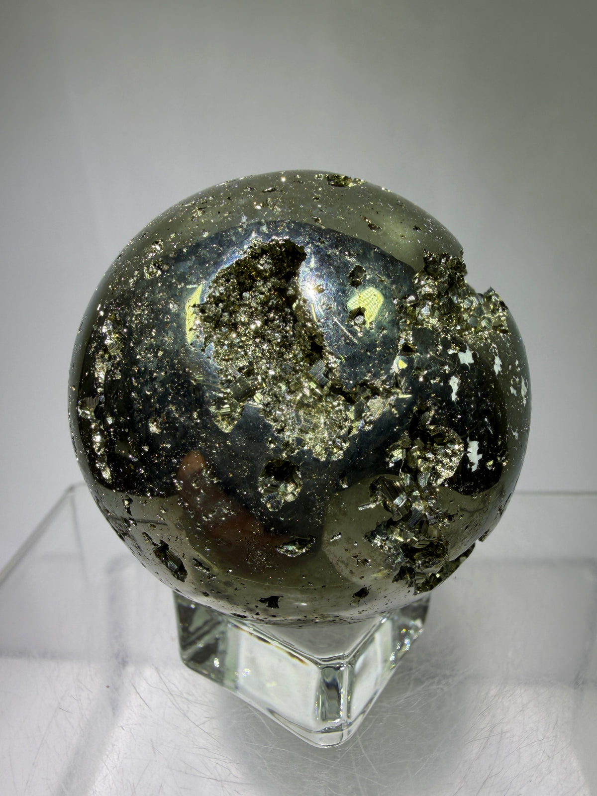 Pyrite Crystal Sphere. 52mm World Class Display Sphere From Peru. Gorgeous Top Quality Cubic Druzy
