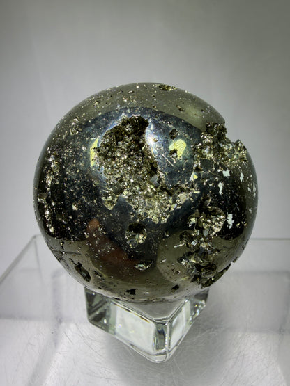 Pyrite Crystal Sphere. 52mm World Class Display Sphere From Peru. Gorgeous Top Quality Cubic Druzy