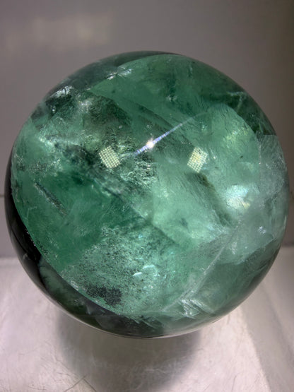 Green And Purple Fluorite Sphere. High Quality Display Sphere With Stunning Rainbows.