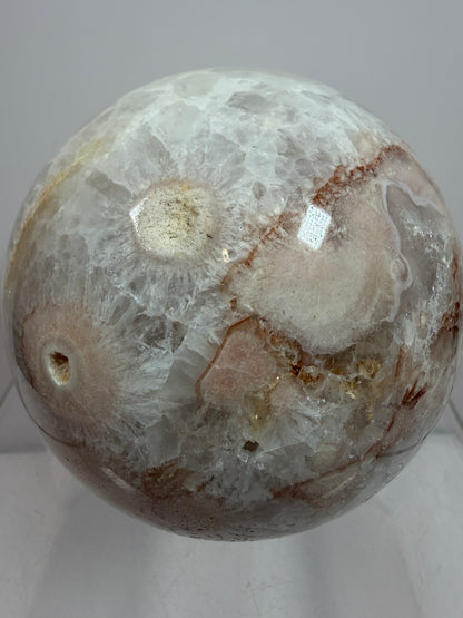 Flower Agate Sphere. 80mm. Amazing Pink Amethyst Flowers. Gorgeous One Of A Kind Display Sphere.