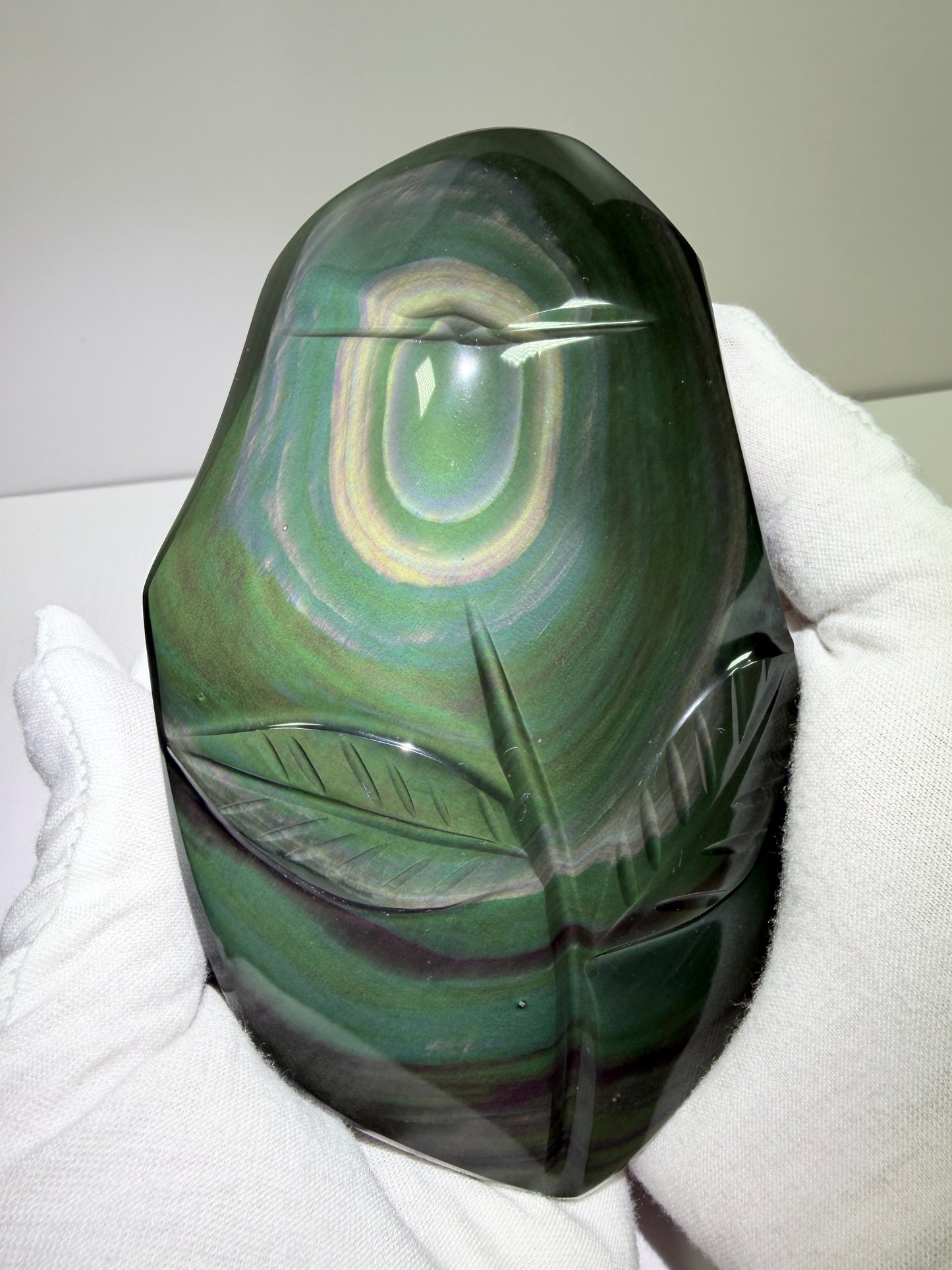 Rainbow Obsidian Freeform. High Quality Carved Flower. Gorgeous One Of A Kind Display Crystal