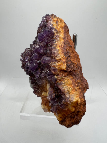 Amethystos Crystal Specimen. Gorgeous Amethyst Cluster From South Africa. Rare Deep Purple Display Crystal