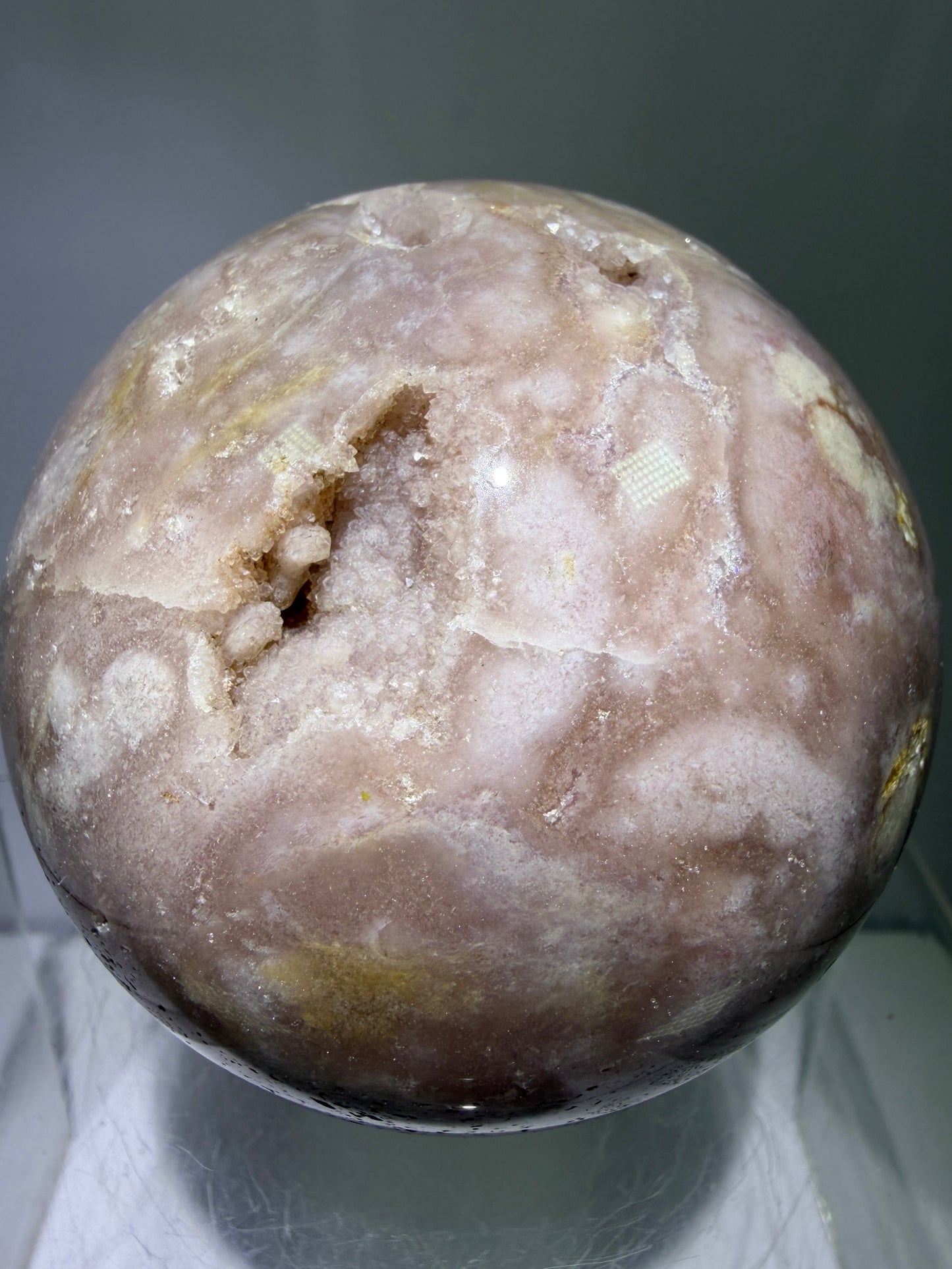 Pink Amethyst Crystal Sphere. 75mm. Gorgeous Druzy Amethyst And Flower Agate Sphere. Amazing Display Crystal.