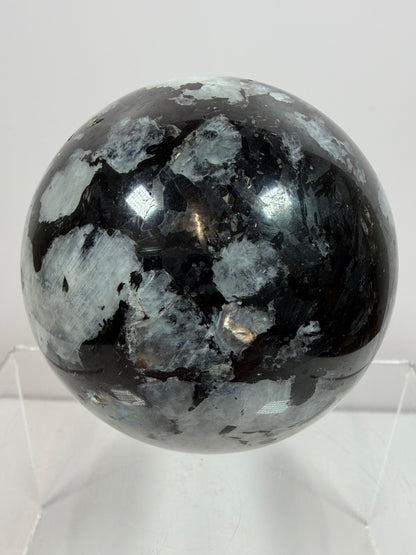 Rainbow Moonstone Sphere. 71mm. Rare Rainbow And Blue Flash! High Quality Display Sphere