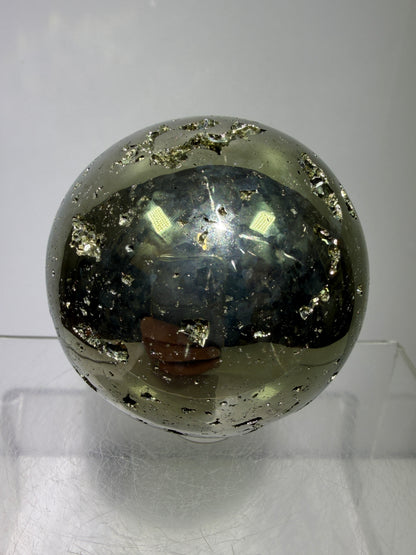 Pyrite Crystal Sphere. 60mm. Druzy World Class Display Sphere From Peru. Gorgeous Top Quality Cubic Druzy