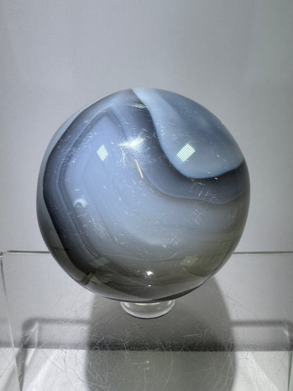 Banded Agate Crystal Sphere. 57mm. Beautiful Display Sphere From Madagascar. Gorgeous Colors And Banding.