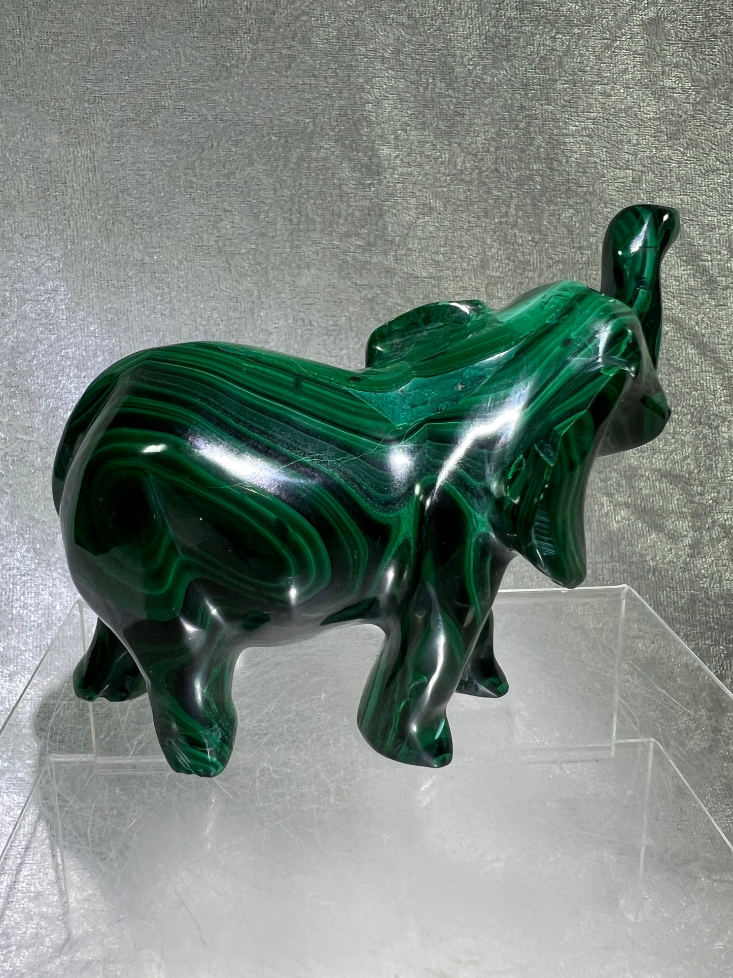 Malachite Elephant Carving From Africa. Amazing Piece Of Art For Your Collection