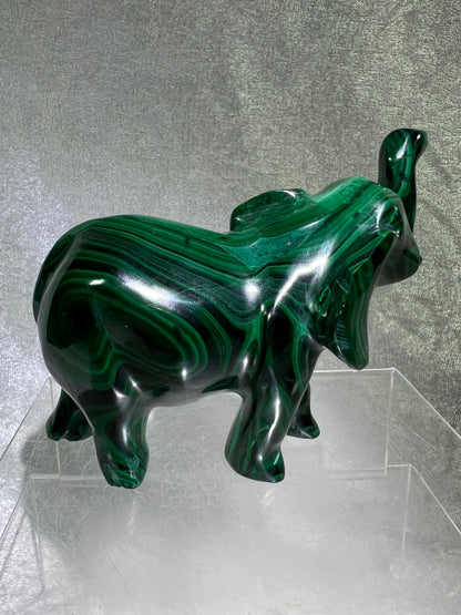 Malachite Elephant Carving From Africa. Amazing Piece Of Art For Your Collection