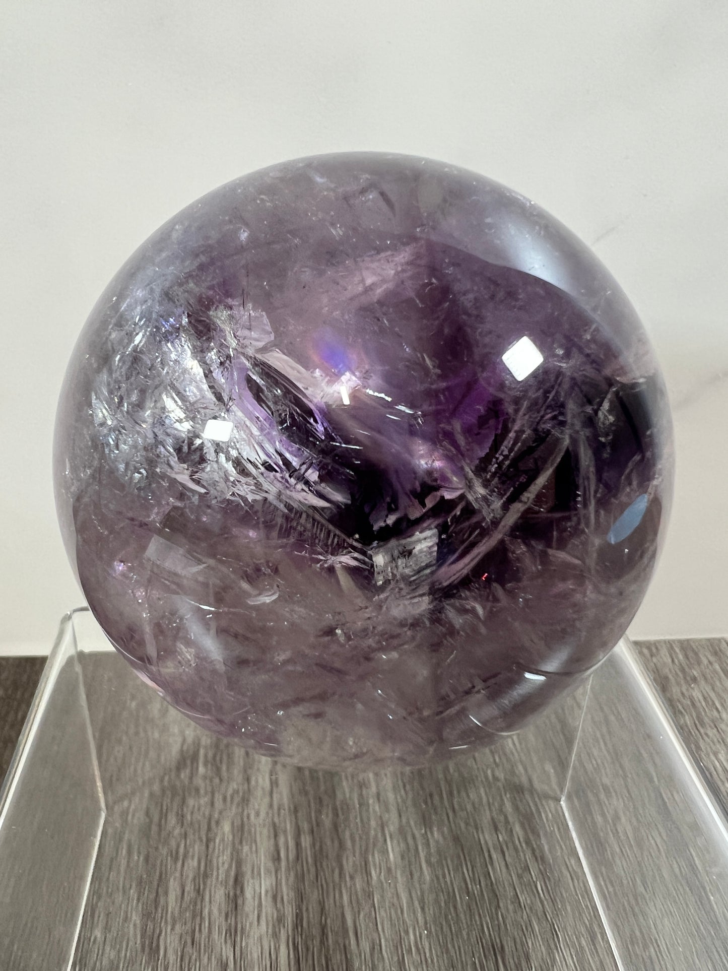 Phantom Amethyst Sphere. 74mm. Rare Amethyst With Amazing Rainbows. High Quality Beautiful Crystal.