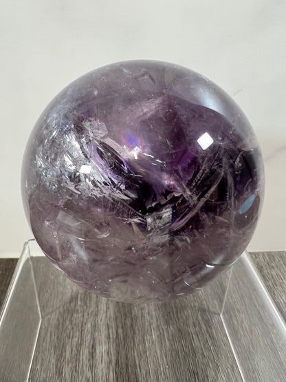 Phantom Amethyst Sphere. 74mm. Rare Amethyst With Amazing Rainbows. High Quality Beautiful Crystal.