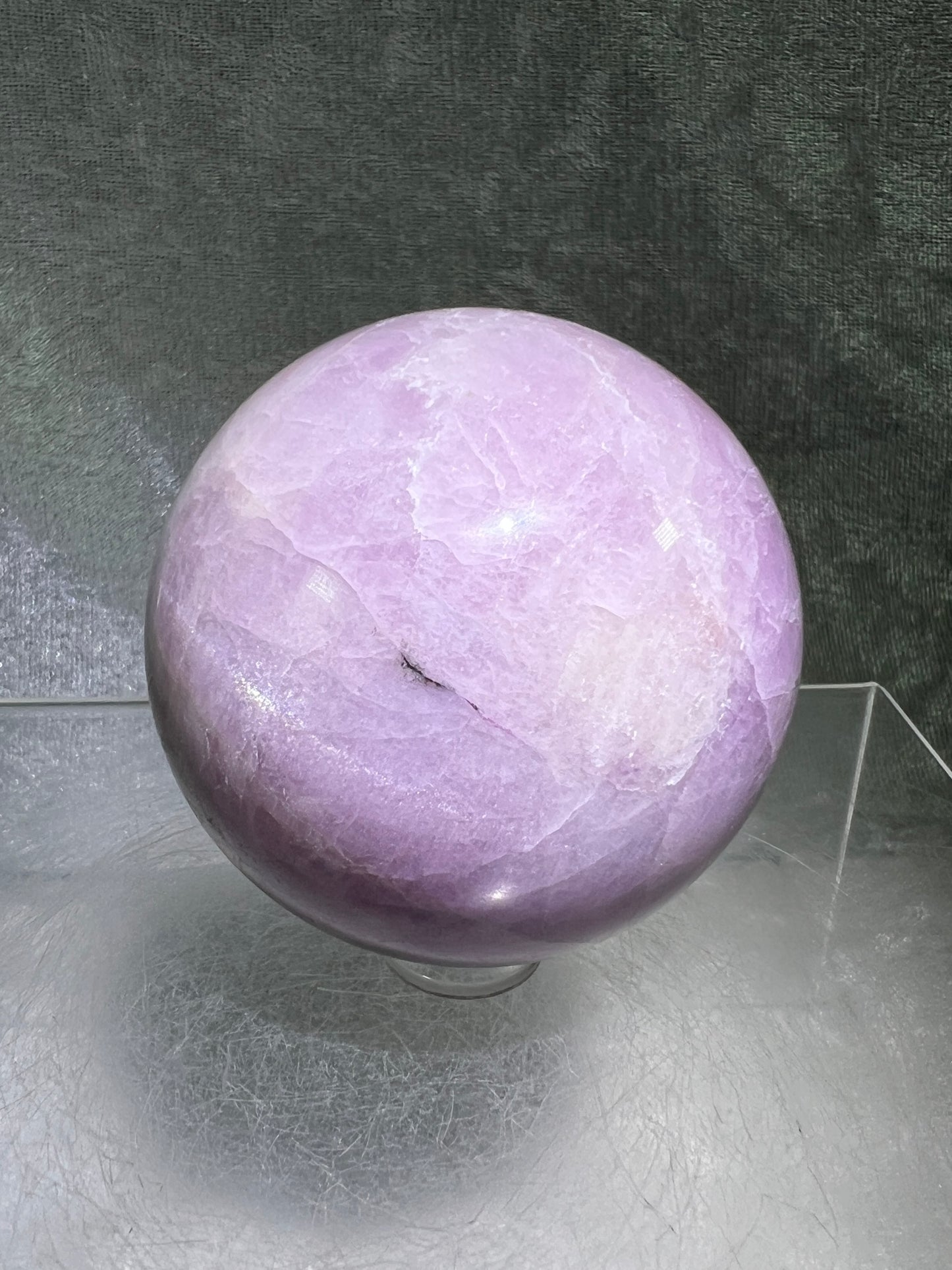 Kunzite Crystal Sphere. 58mm. Rare Stunning Display Sphere. Beautiful Lavenders With Amazing Flash!