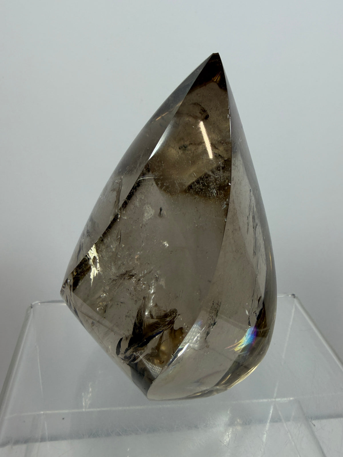 Smoky Quartz Crystal Flame. Huge Rainbows! Gorgeous Polished Flame From Brazil. Beautiful Display Crystal