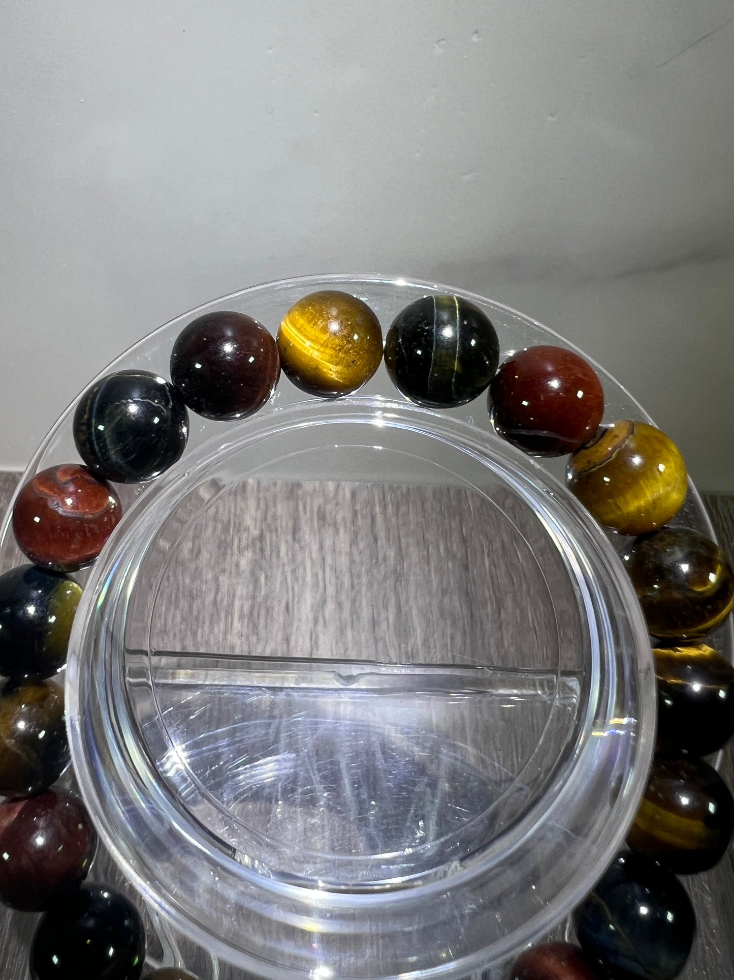 Tigers Eye Crystal Bead Bracelet. Beautiful Red, Blue, And Gold Tigers Eye Bracelet. 10mm