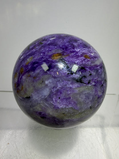 Charoite Crystal Sphere. 50mm. High Quality Beautiful Crystal. Amazing Patterns And Flash. Stunning Rare Crystal