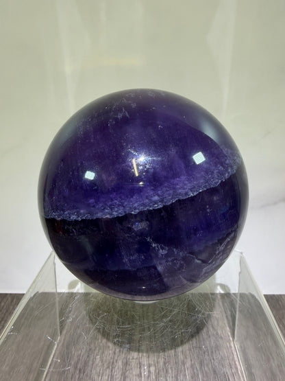 Purple Fluorite Sphere. 77mm. Deep Bright Purple Fluorite With Big Rainbows. Amazing Rare Color
