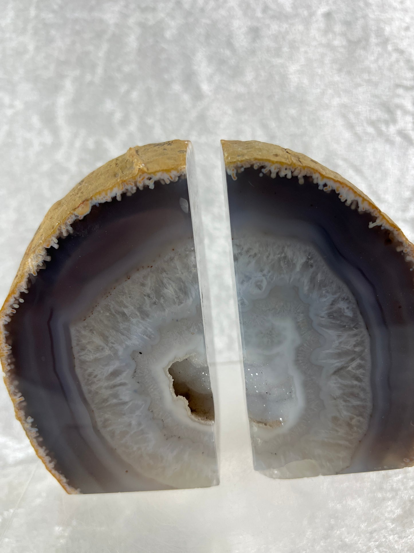 Druzy Agate Book Ends. Stunning Agate From Brazil. Large Cut And Polished Crystal Book Ends.