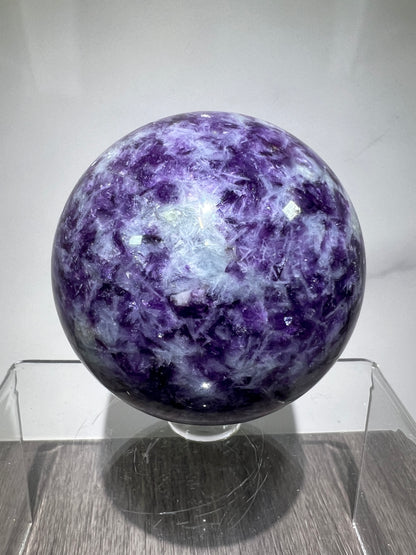 Lepidolite Purple Mica Sphere. 61mm. Gorgeous Flashy Mica Display Crystal.