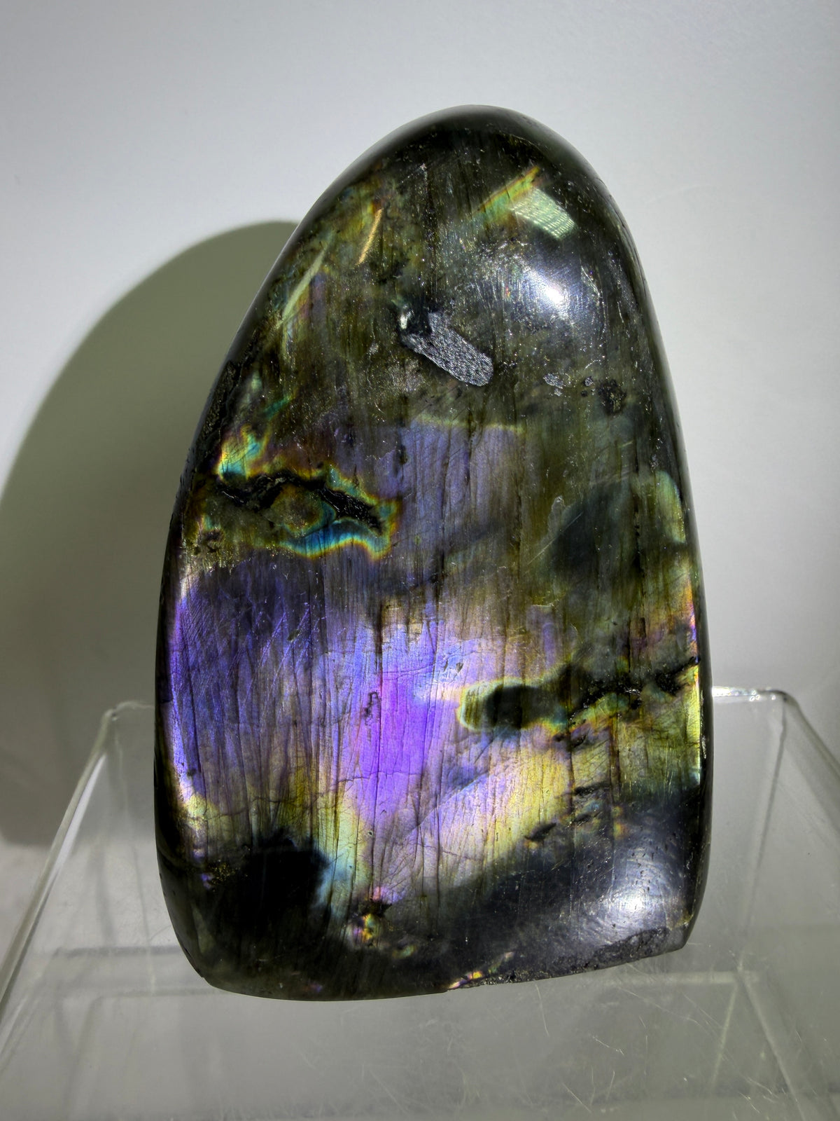 Labradorite Polished Freeform. Gorgeous Purple Rainbow Flash Spectrolite From Madagascar. High Quality Display Crystal.
