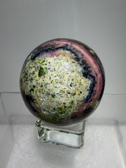 Strawberry Pink Opal Sphere From Peru. Gorgeous Bright Colors And Patterns. Amazing Rare Display Crystal.