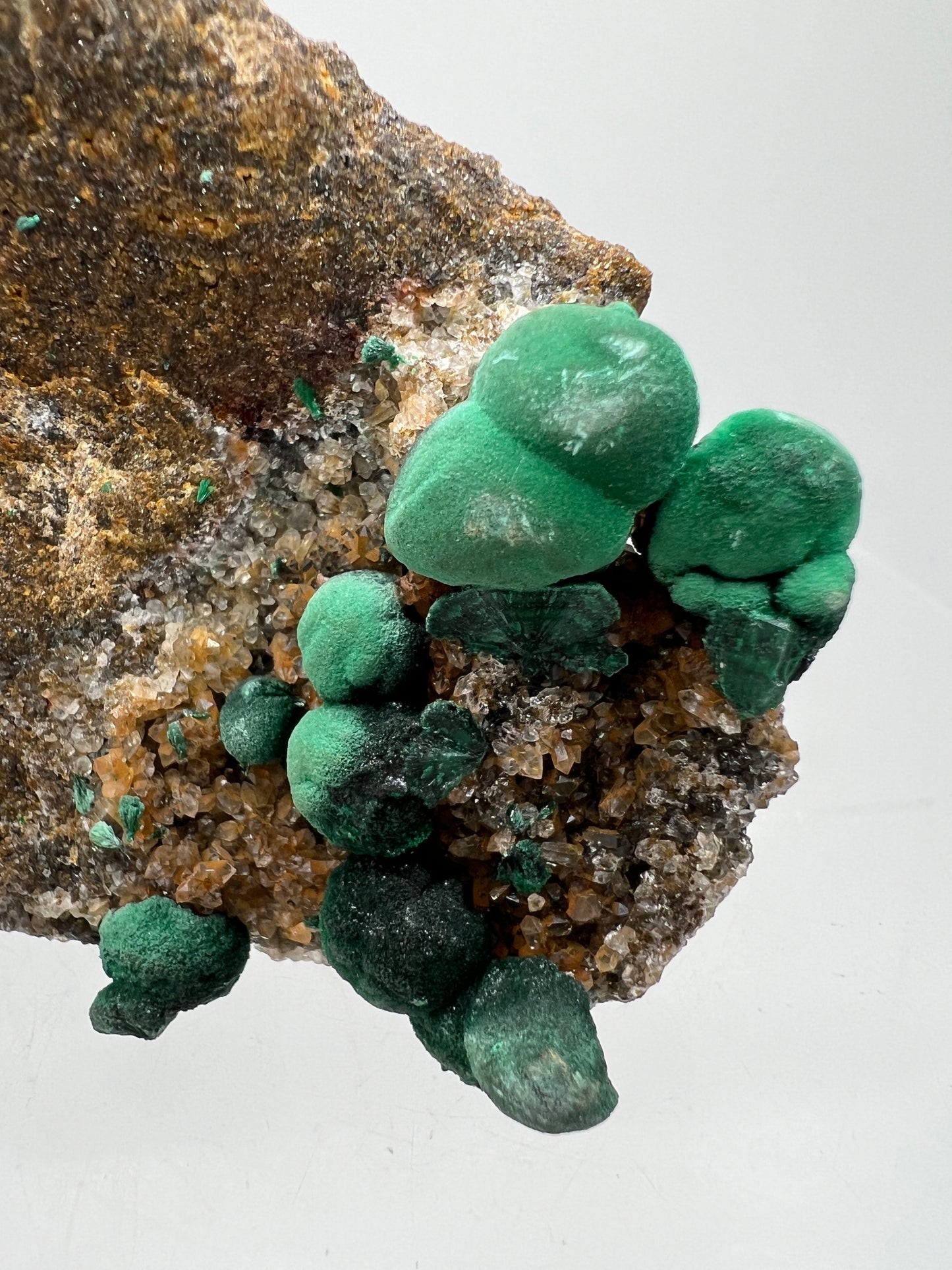 Ball Malachite On A Flashy Dolomite Matrix. Stunning Rare Malachite From Congo. Amazing Mineral Display Specimen.