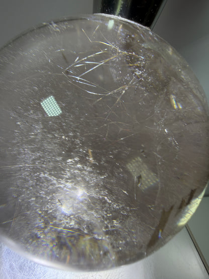 Rutile Quartz Sphere. 82mm. Stunning Large Display Sphere. Gorgeous Light Smoky Rutile Quartz