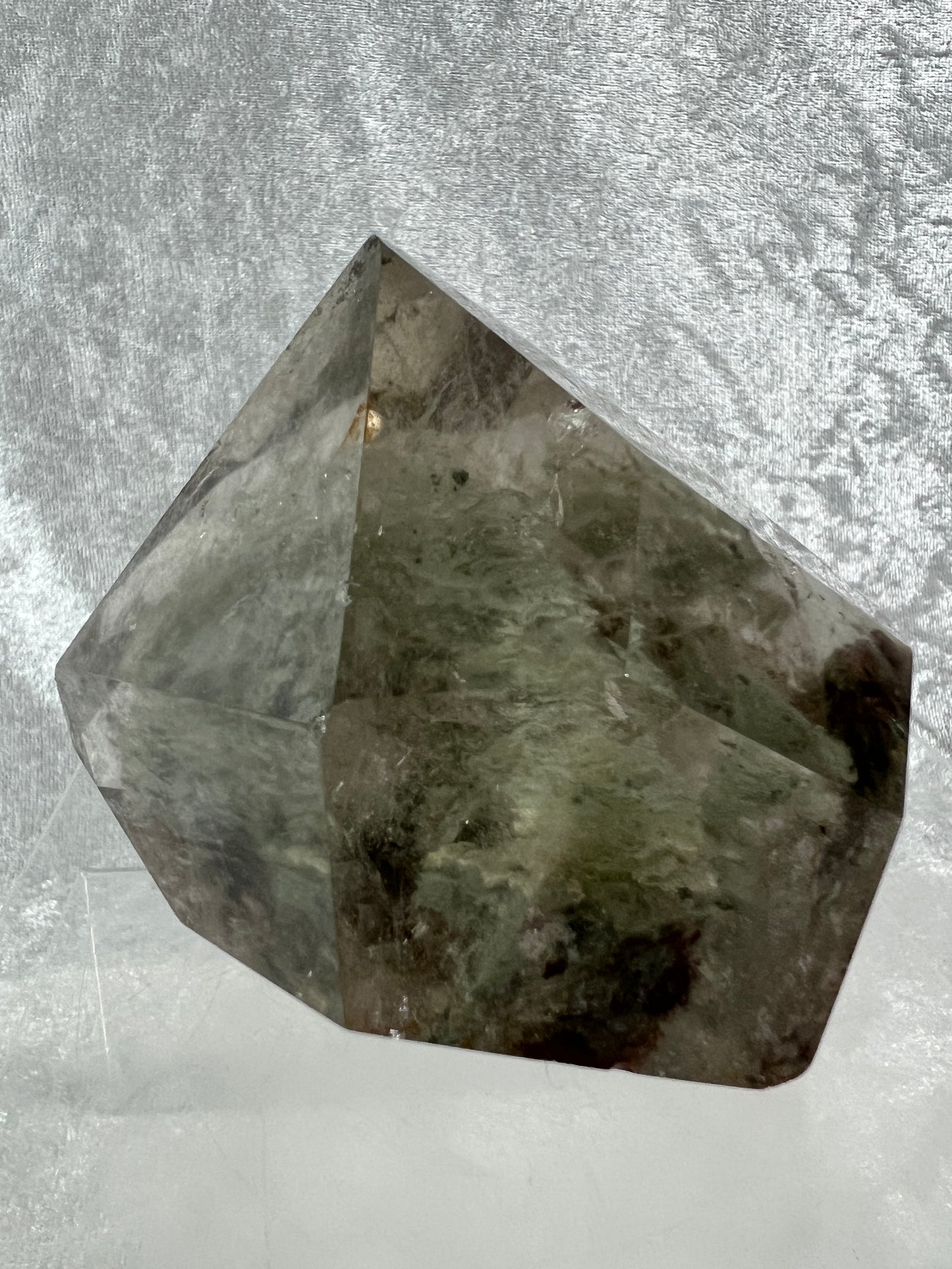 Garden Quartz Polished Freeform. Beautiful Green And Red Landscape Quartz. Amazing Polished Lodolite Freeform.