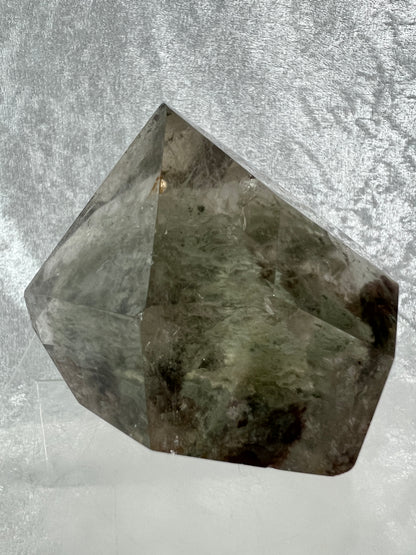 Garden Quartz Polished Freeform. Beautiful Green And Red Landscape Quartz. Amazing Polished Lodolite Freeform.