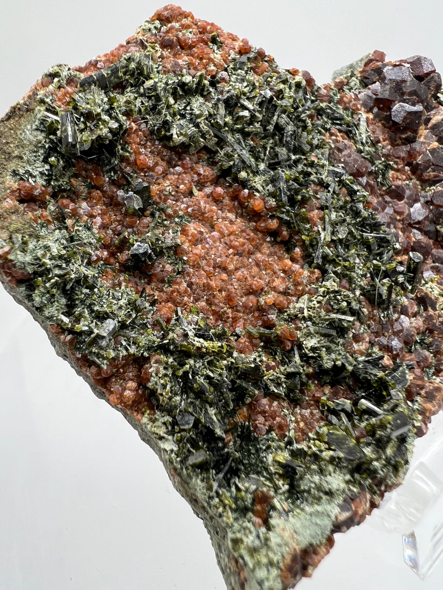 Epidote And Spessartite Garnet Specimen. Gorgeous Colors With Amazing Crystals.