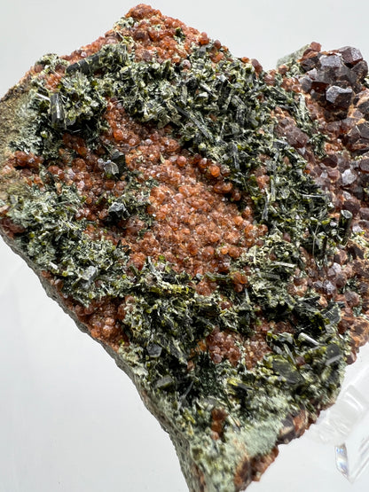 Epidote And Spessartite Garnet Specimen. Gorgeous Colors With Amazing Crystals.