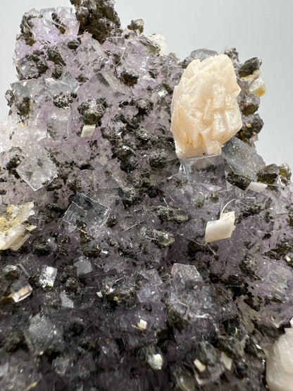 Fluorite And Calcite Specimen. World Famous Yaogangxian Fluorite Cubes. High Quality Mixed Mineral Display Specimen.