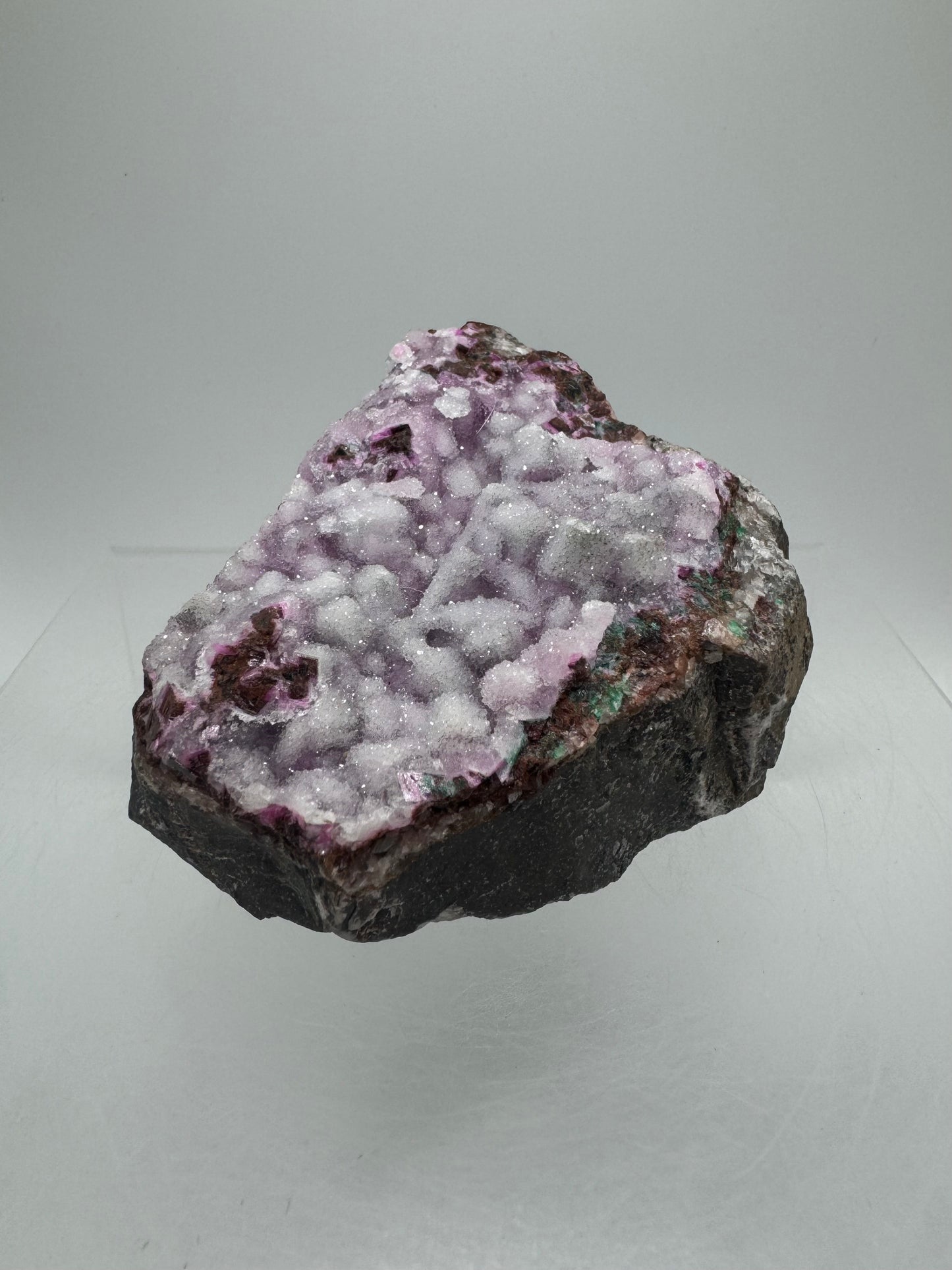 Salrose And Malachite Specimen. Rare Druzy With Gorgeous Colors And Crystals. Stunning Cobaltion Dolomite Specimen From The Congo.