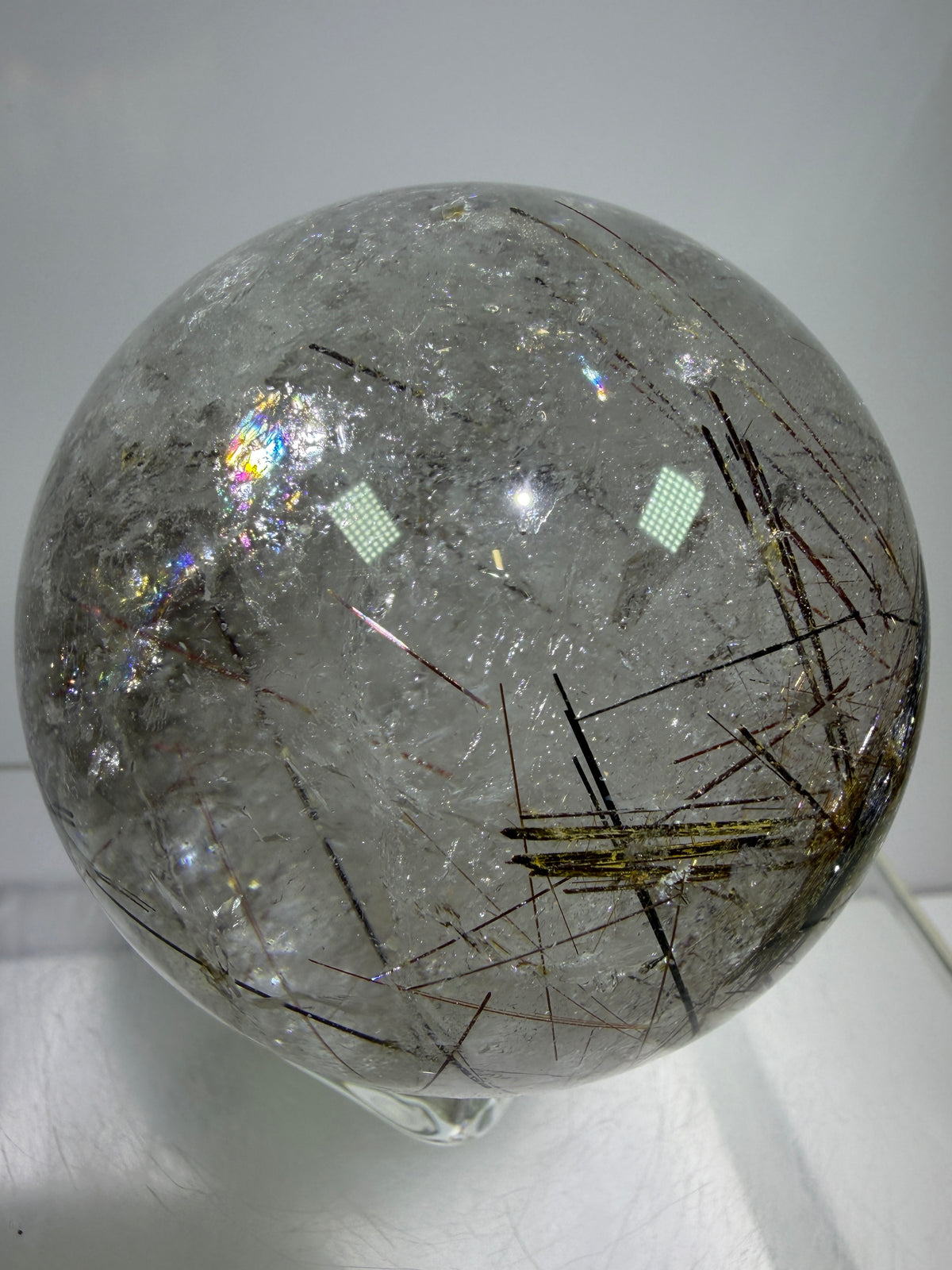 Rutile Quartz Sphere. 65mm. Crazy Rutile Plate Inclusion. High Quality Golden Rutilated Quartz.