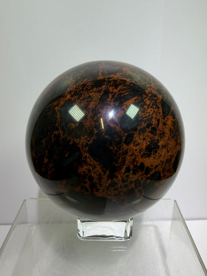 Mahogany Obsidian Sphere. 90mm. XL High Quality Crystal. Rare And Stunning Display Sphere