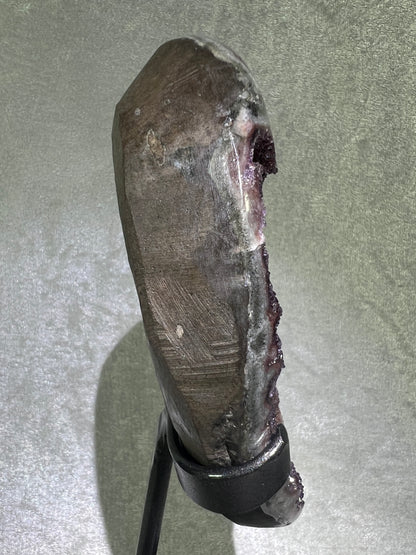 Amethyst Geode Specimen. Gorgeous Rare Red Wine Color! World Class Uruguayan Specimen. Custom Made Steel Stand