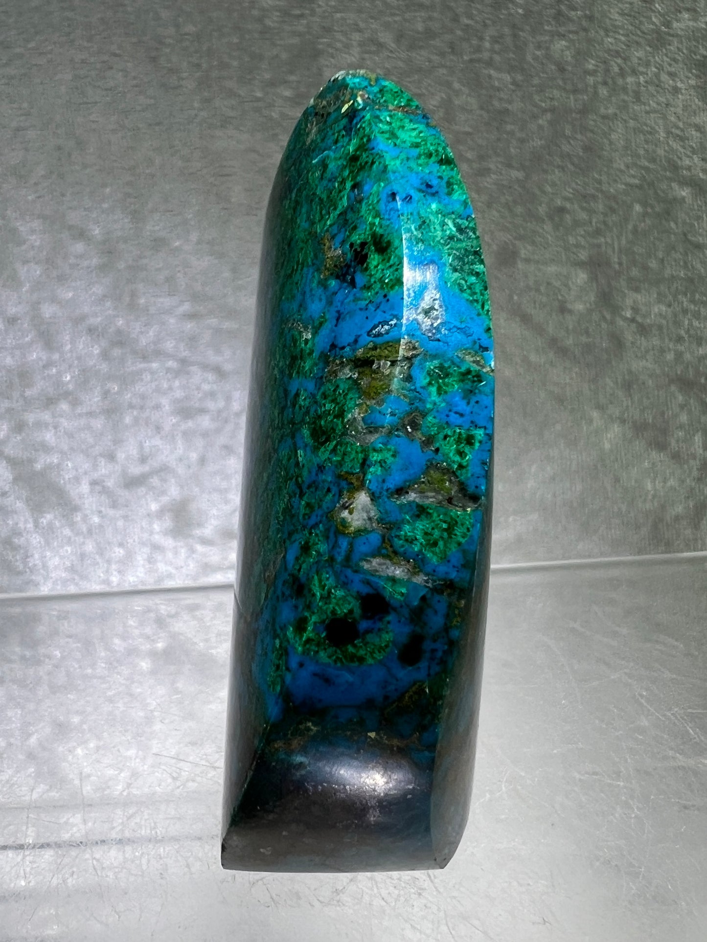 Chrysocolla Flame From Peru. Stunning Chrysocolla And Malachite Display Crystal. High Quality Flame With Gorgeous Colors.