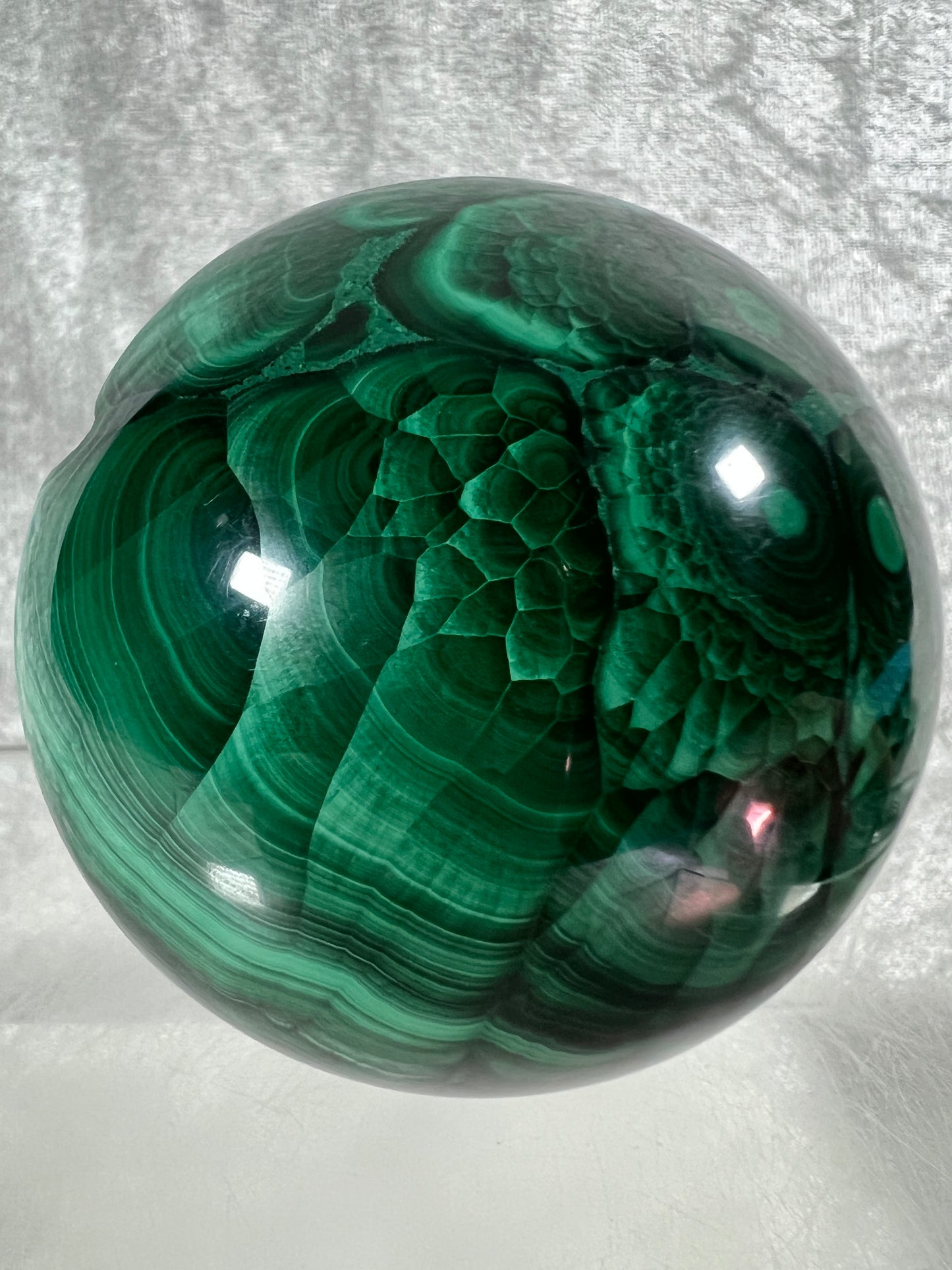 Malachite Crystal Sphere. 72mm. Gorgeous Large Druzy Malachite. Very High Quality Rare Display Sphere.