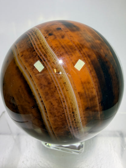 Silk Agate Sphere. 61mm. Gorgeous Banded Agate From Madagascar. Stunning Colors And Patterns On This Display Sphere.