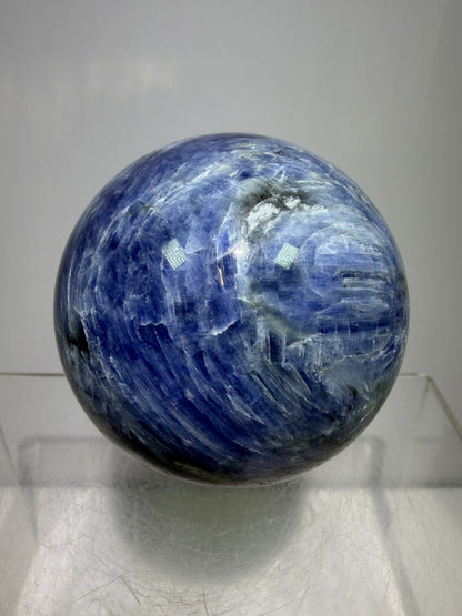 Kyanite Crystal Sphere. 60mm. Amazing Blue Kyanite Display Sphere. Rare Crystal With Stunning Flash