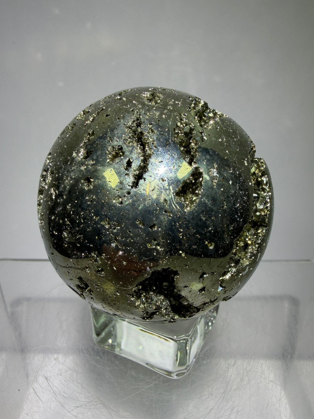 Pyrite Crystal Sphere. 52mm World Class Display Sphere From Peru. Gorgeous Top Quality Cubic Druzy