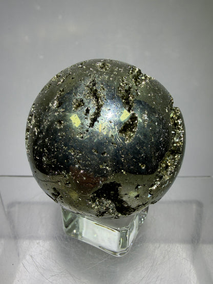 Pyrite Crystal Sphere. 52mm World Class Display Sphere From Peru. Gorgeous Top Quality Cubic Druzy