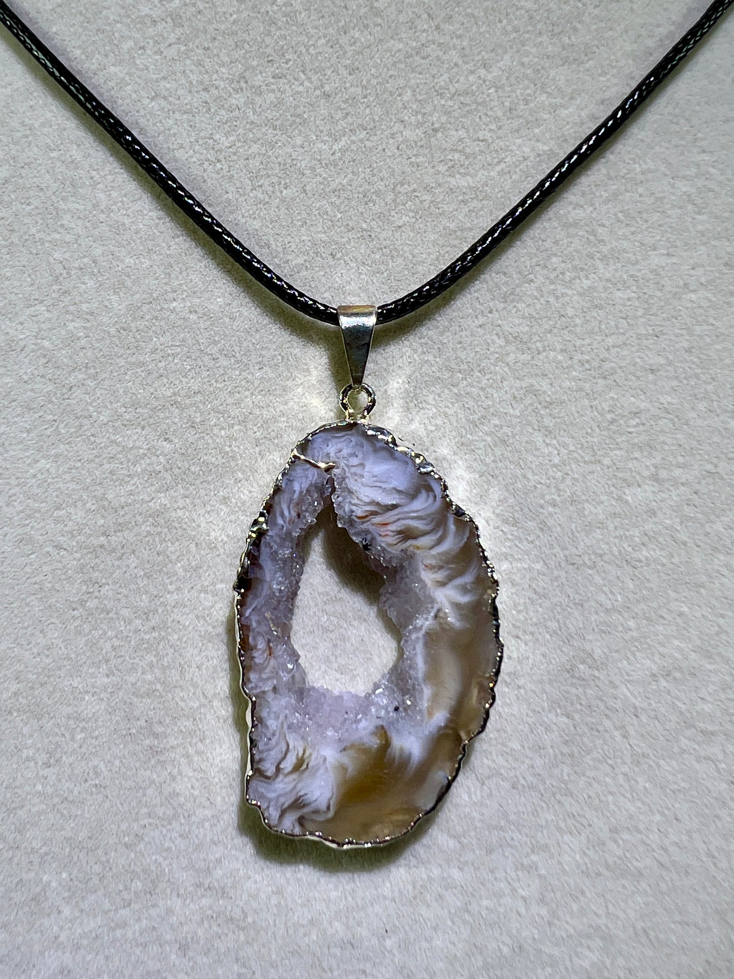 Druzy Agate Slice Pendant. Amazing Colors With Stunning Druzy. Gorgeous Crystal Pendant.