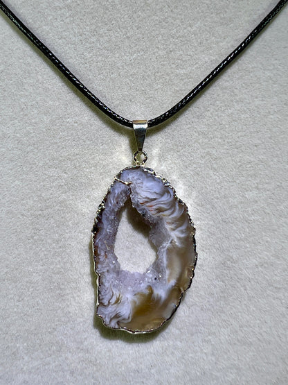 Druzy Agate Slice Pendant. Amazing Colors With Stunning Druzy. Gorgeous Crystal Pendant.
