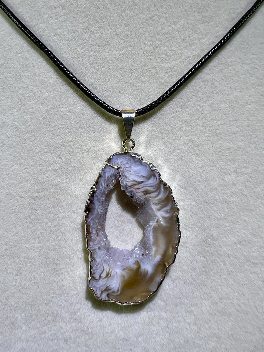 Druzy Agate Slice Pendant. Amazing Colors With Stunning Druzy. Gorgeous Crystal Pendant.