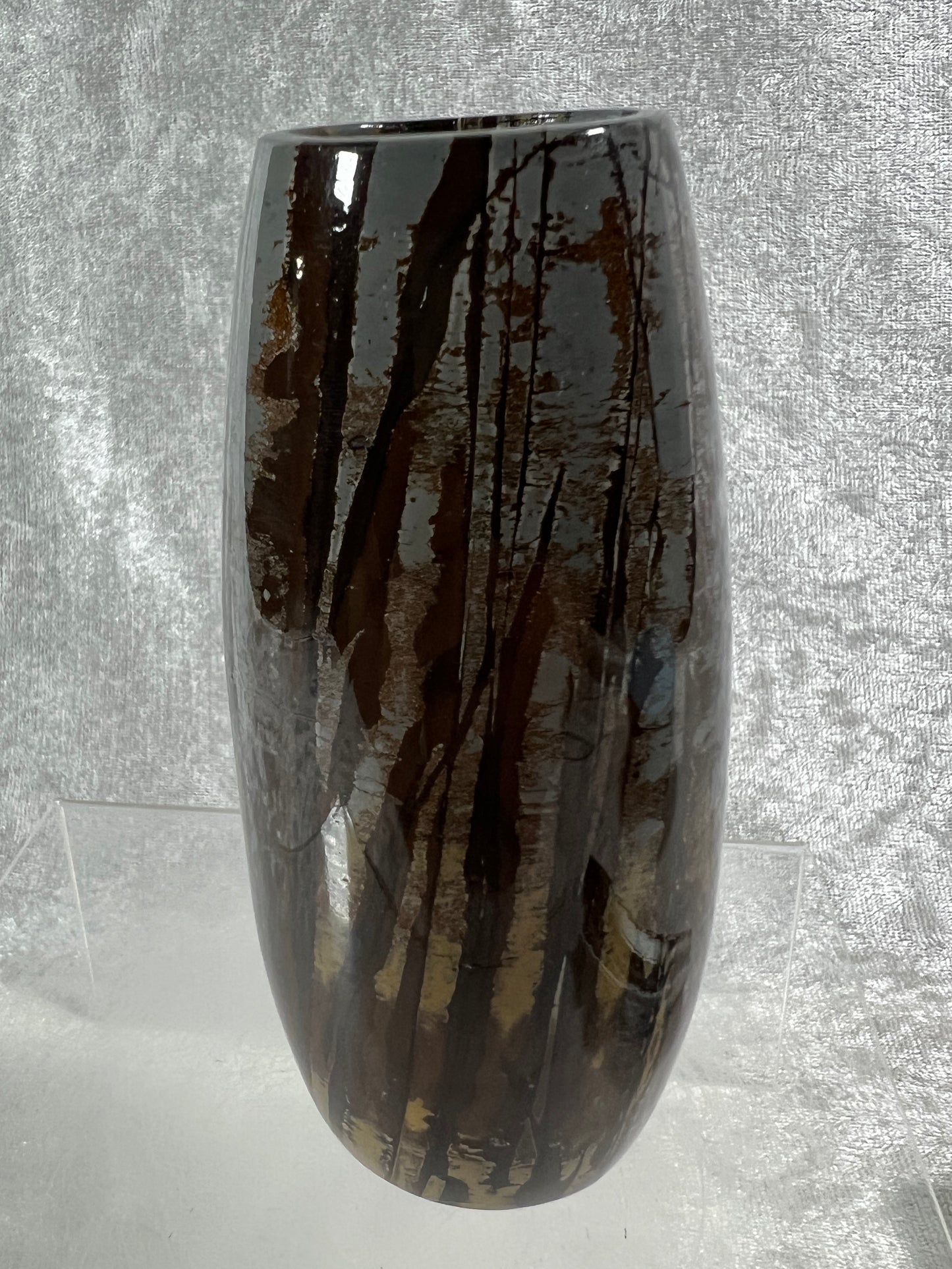 Picture Jasper Flower Vase. Gorgeous All Natural Scenic Jasper. Incredible Piece Of Art.