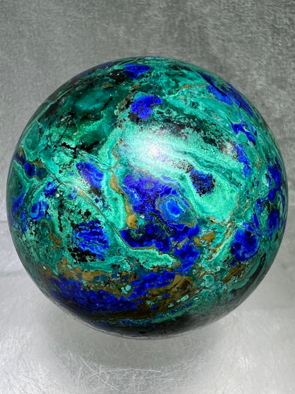 Azurite, Chrysocolla, and Malachite Crystal Sphere. 62mm. High Quality With Gorgeous Colors. Awesome Rare Display Piece!