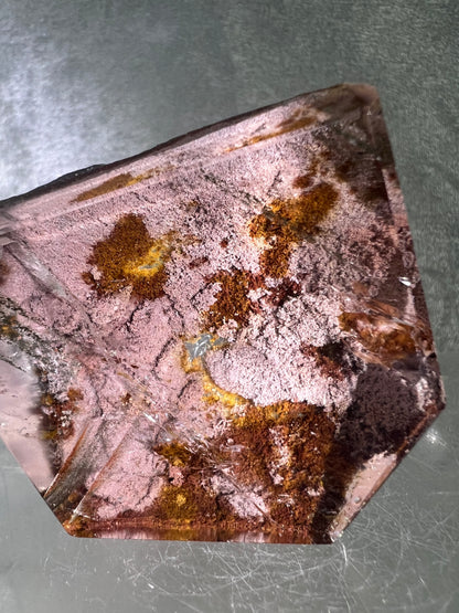 Garden Quartz Polished Freeform. Rare Purple Scenic Quartz. Gorgeous Lodolite With A Beautiful Landscape.