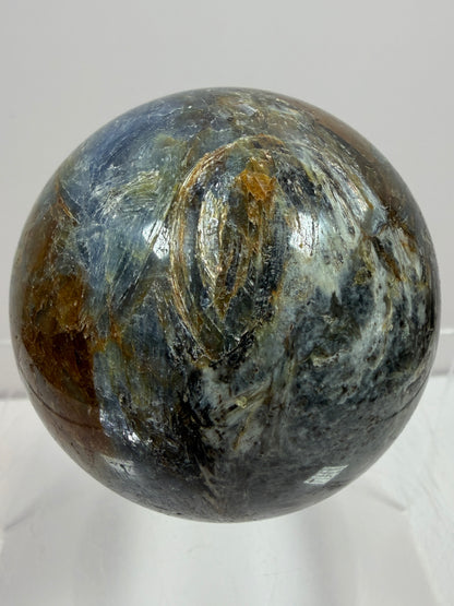 Kyanite Crystal Sphere. 58mm. Amazing Blue Kyanite Display Sphere. Rare Crystal With Stunning Flash