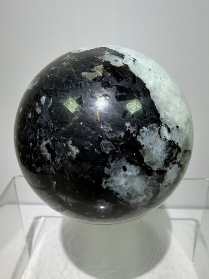 Rainbow Moonstone Sphere. 71mm. Rare Rainbow And Blue Flash! High Quality Display Sphere